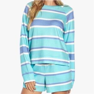 Wildfox Sweatshirt & Short Lounge Set In Blue Stripe ✨2️⃣